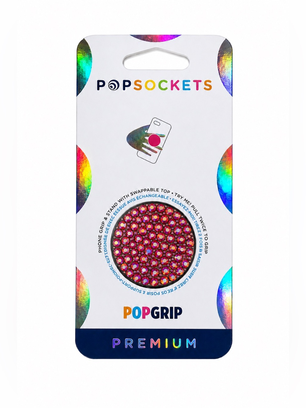 Siam Red AB Luxe Crystals PopSocket Phone Holder Grip New